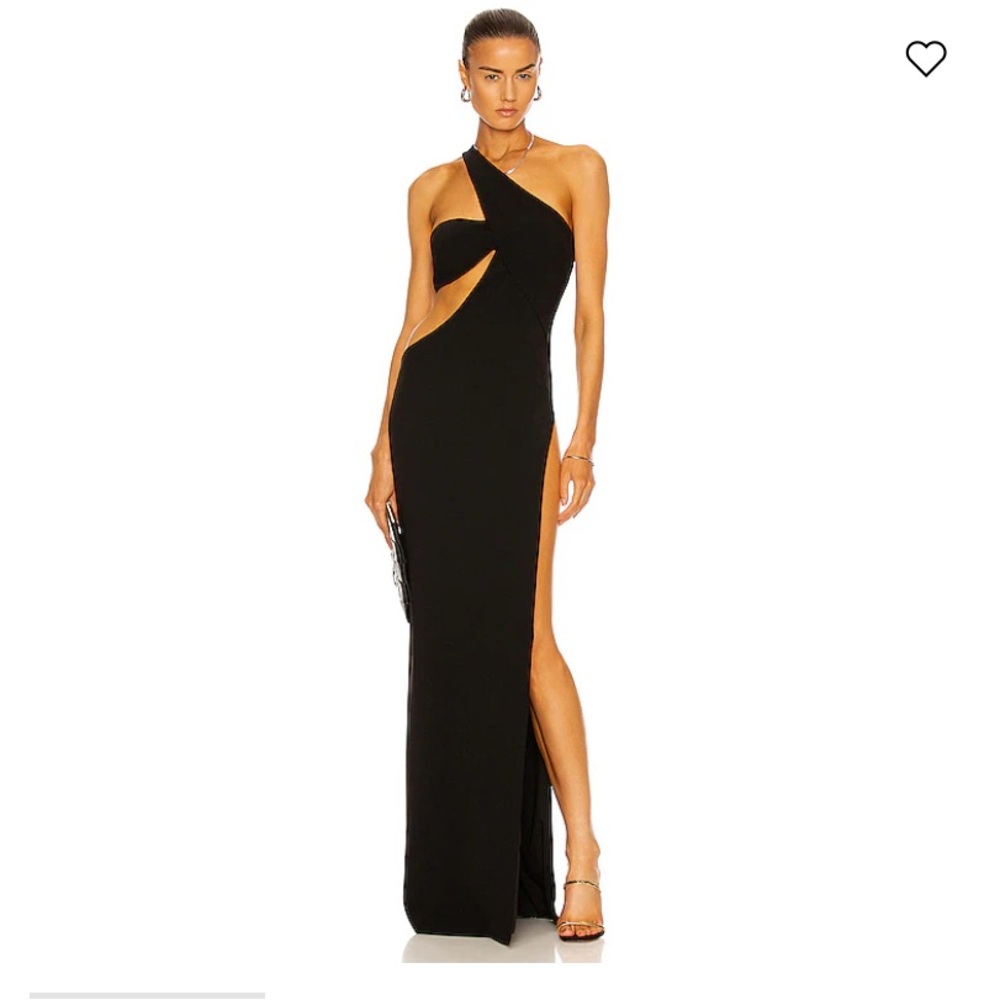 One-Shoulder Black Evening Gown with Cutout